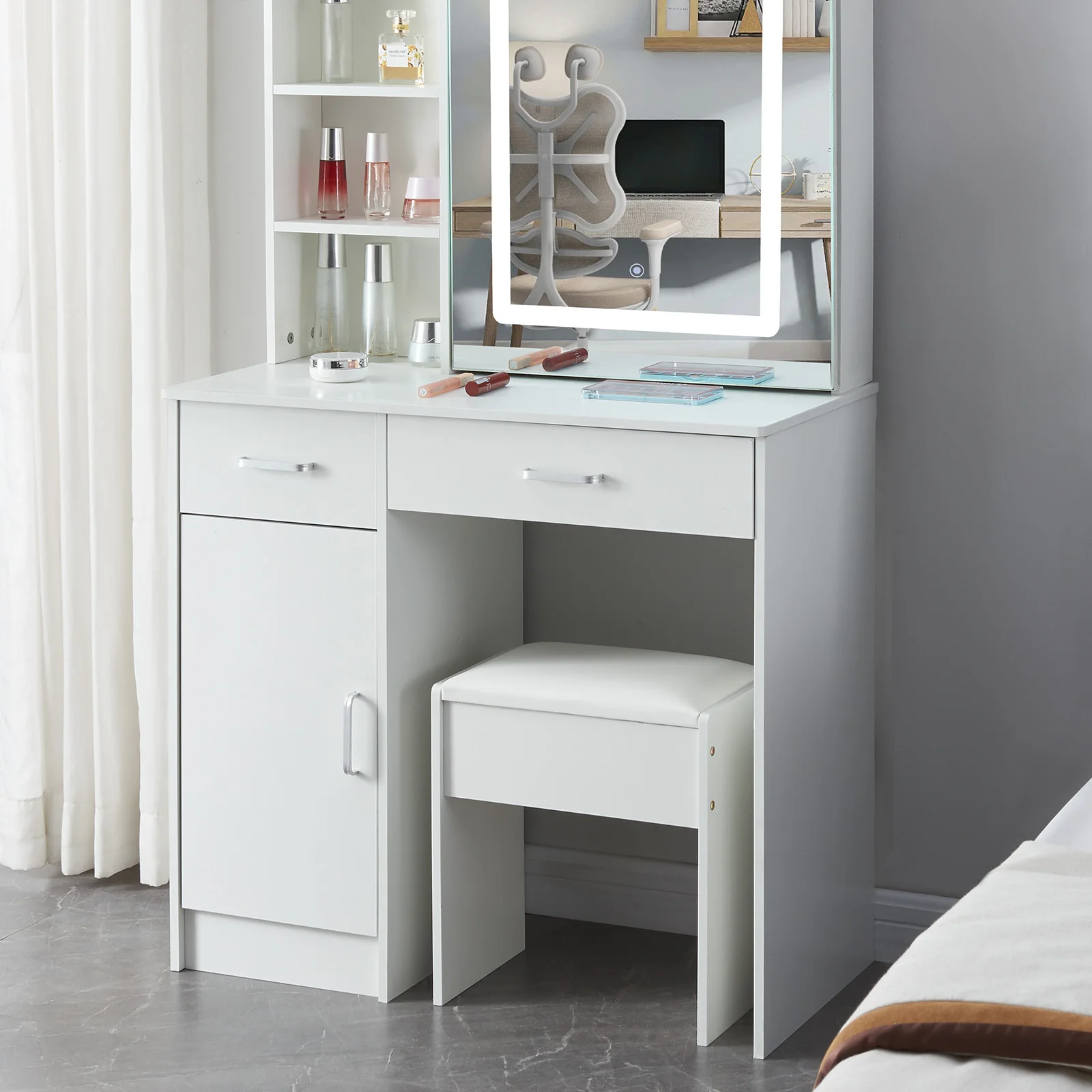 Vanity Chair Dressing Table Stool Makeup Bench Chair Soft Padded Cushion Seat