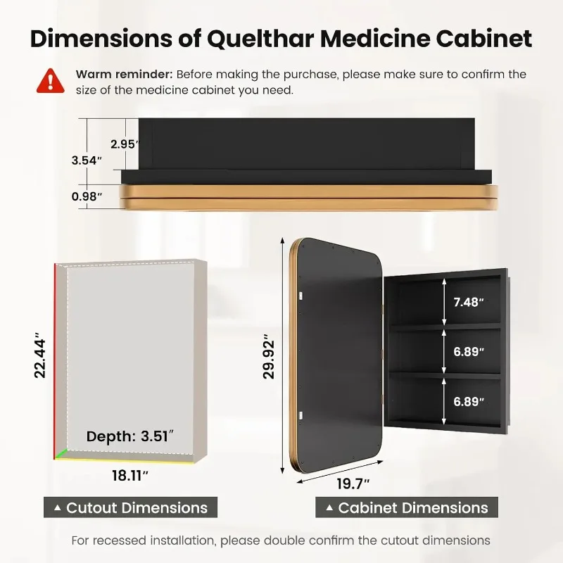 20x30in Medicine Cabinet With Metal Frame Recessed Or Surface Mount Wall Bathroom Storage, Customized