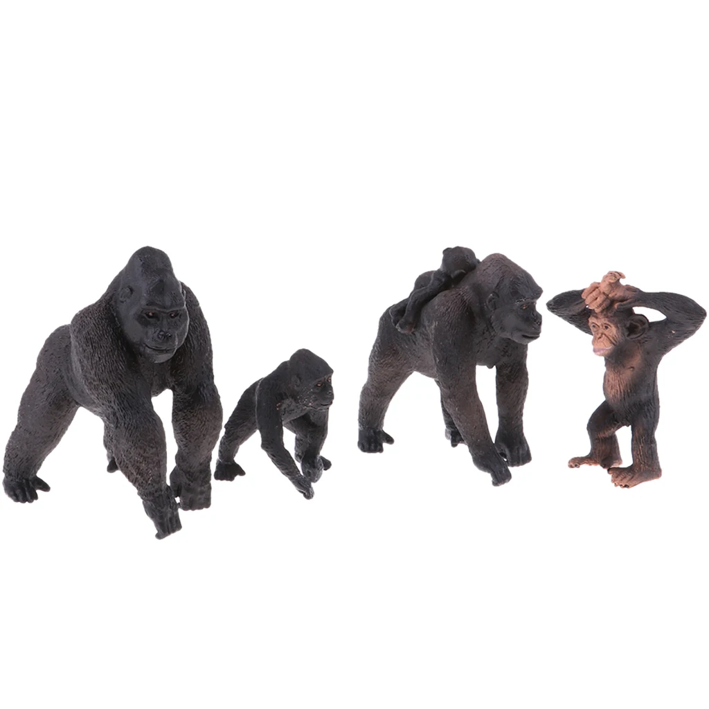 

4pcs Gorilla Family Model Animal Figurines Collection Kids Toys