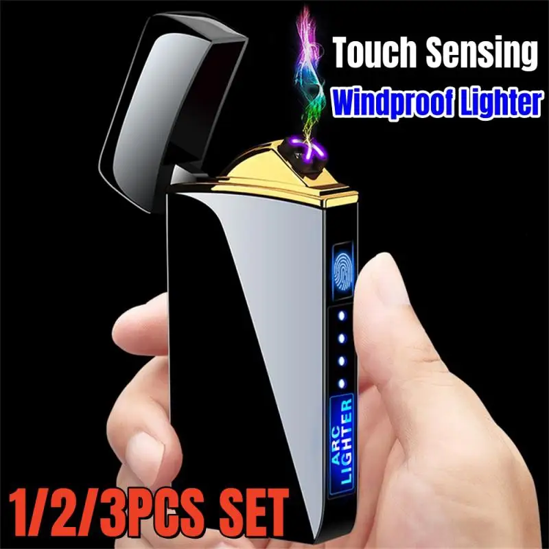 Smart Windproof Electric Lighter Flameless Plasma Lighter Double Arc USB Rechargeable Led Power Display Does Not Contain Gas