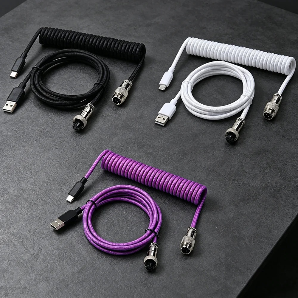

【LANO】Double-Sleeved Type-C to USB Mechanical Keyboard Cable GX12 / GX16 Detachable connector Metal Aviator for Gaming Keyboard