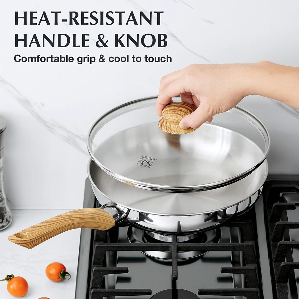 

KOCH SYSTEME CS 8/10/12Inch Frying Pan Kitchenware Stainless Steel Pans All-stove Universal Cooking Pots Kitchen Accessories