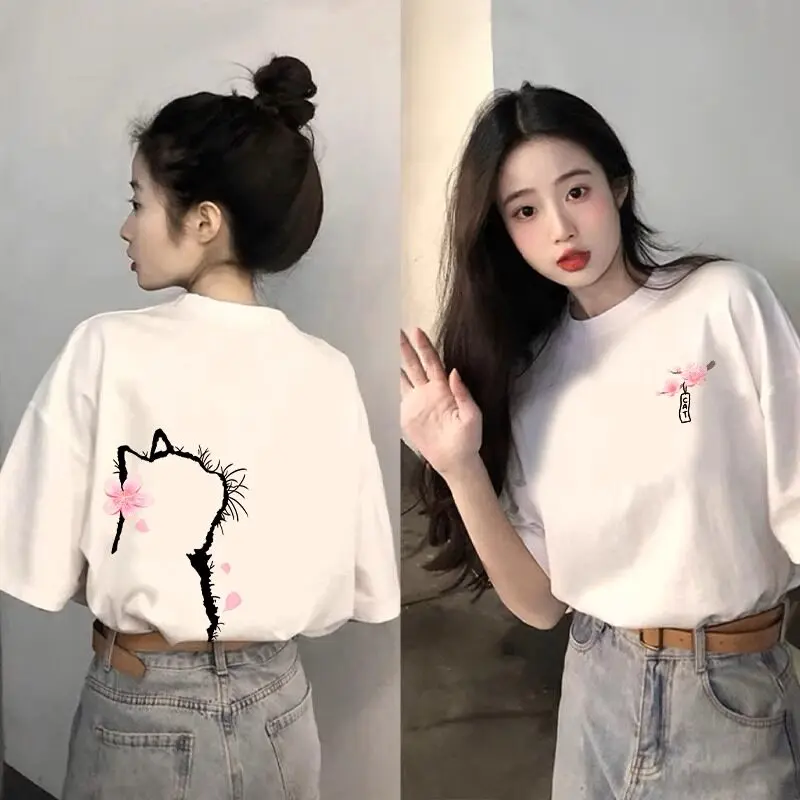 New American Retro Pure Cotton Printed Men's and Women's Loose Casual Short Sleeved New Personalized Fashion Trend T-shirt