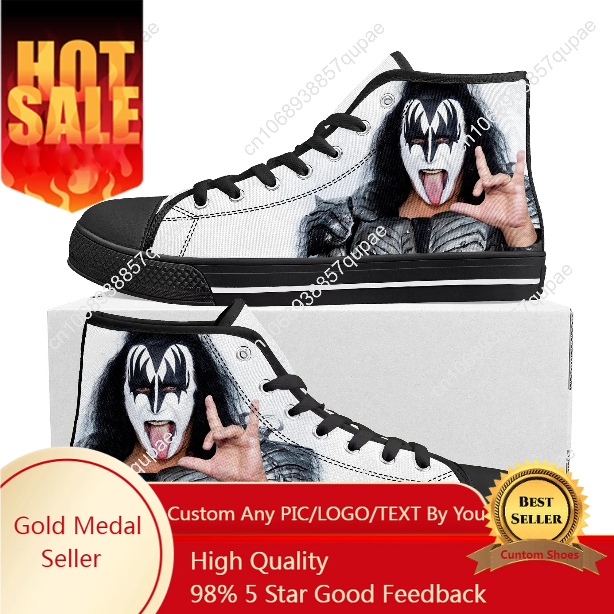 

Gene Simmons Rock Singer High Top Sneakers High Quality Mens Womens Teenager Canvas Sneaker Casual Couple Shoes Custom Shoe