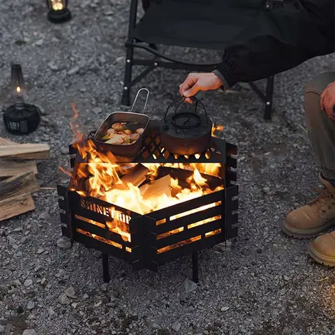 ShineTrip 야외 캠핑 난로, 탈착식 및 접이식, 고온 및 부식 방지, 탄소강 파이어 테이블