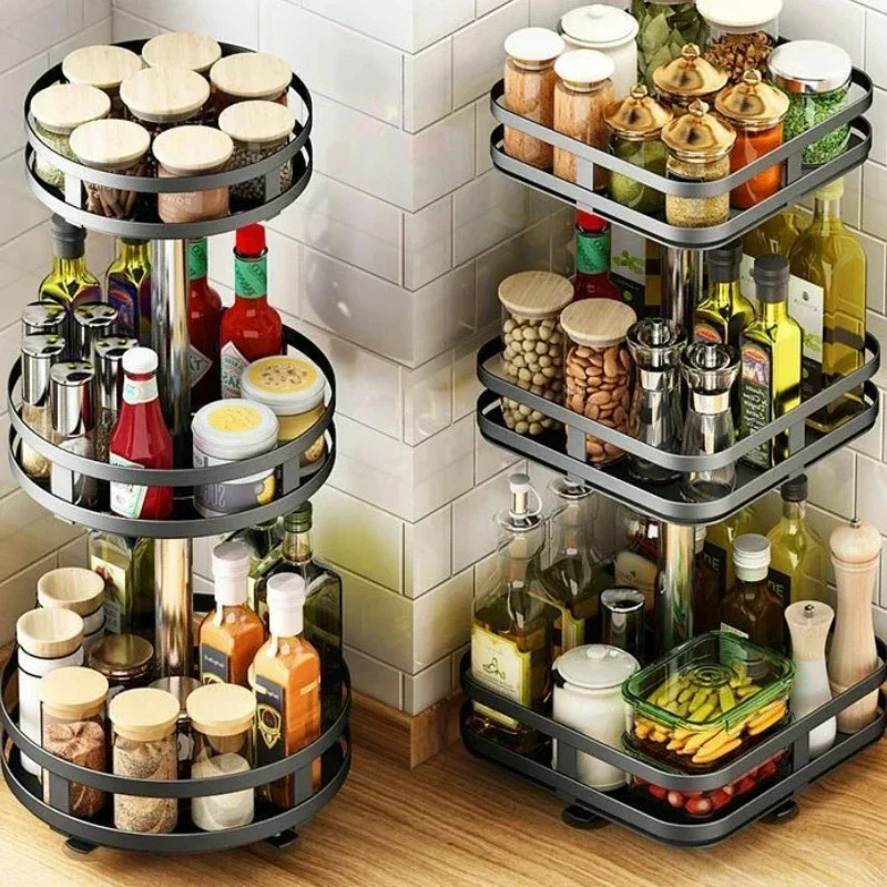 

3 Tier Lazy Susan Turntable Spice Rack,Metal Roating Spice & Medicine Turntable Organizer, Spice Organization