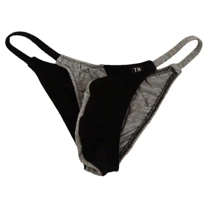 Men's Cotton Bikini Briefs, Low-rise Color Block Triangle Underwear with Contoured Pouch