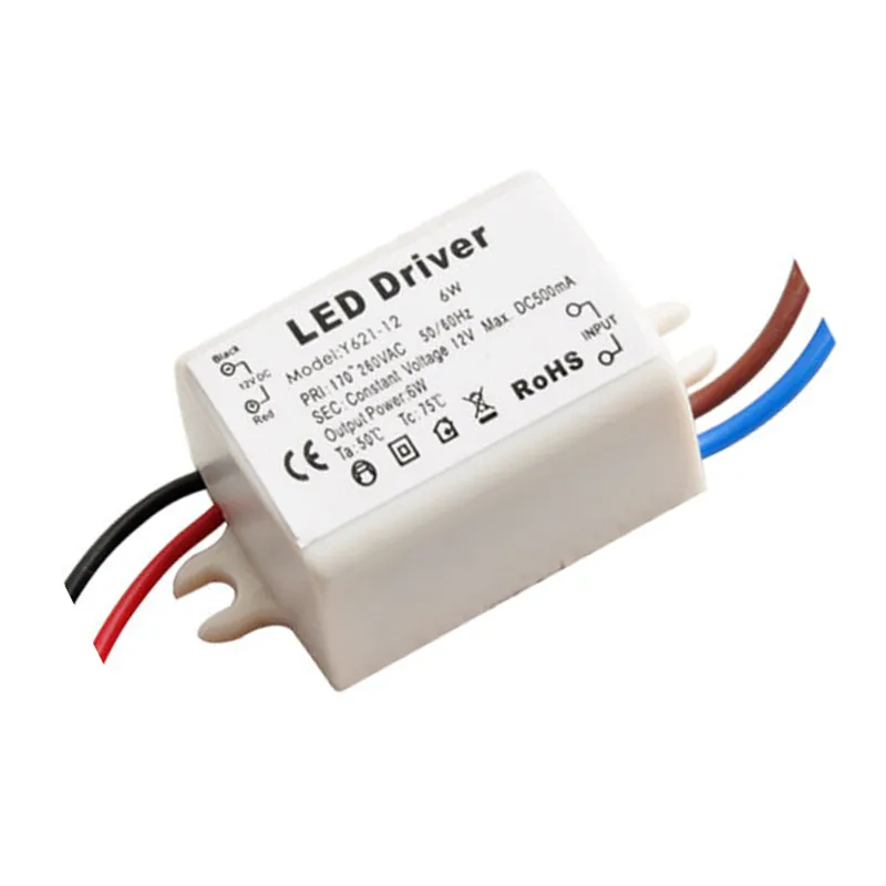 Y621-12 LED Driver Lighting Transformer Constant Current Input AC 110 -260V 500mA 50 -60Hz Output DC 12V 6W for LED Strip Lamp