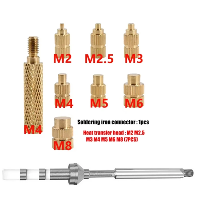 MAKE-Heat Set Insert Tool M2-M8 Hot Melt Brass Knurled Nut Embedded Insertion Tip Press Adapter TS100/TS101 Soldering Iron