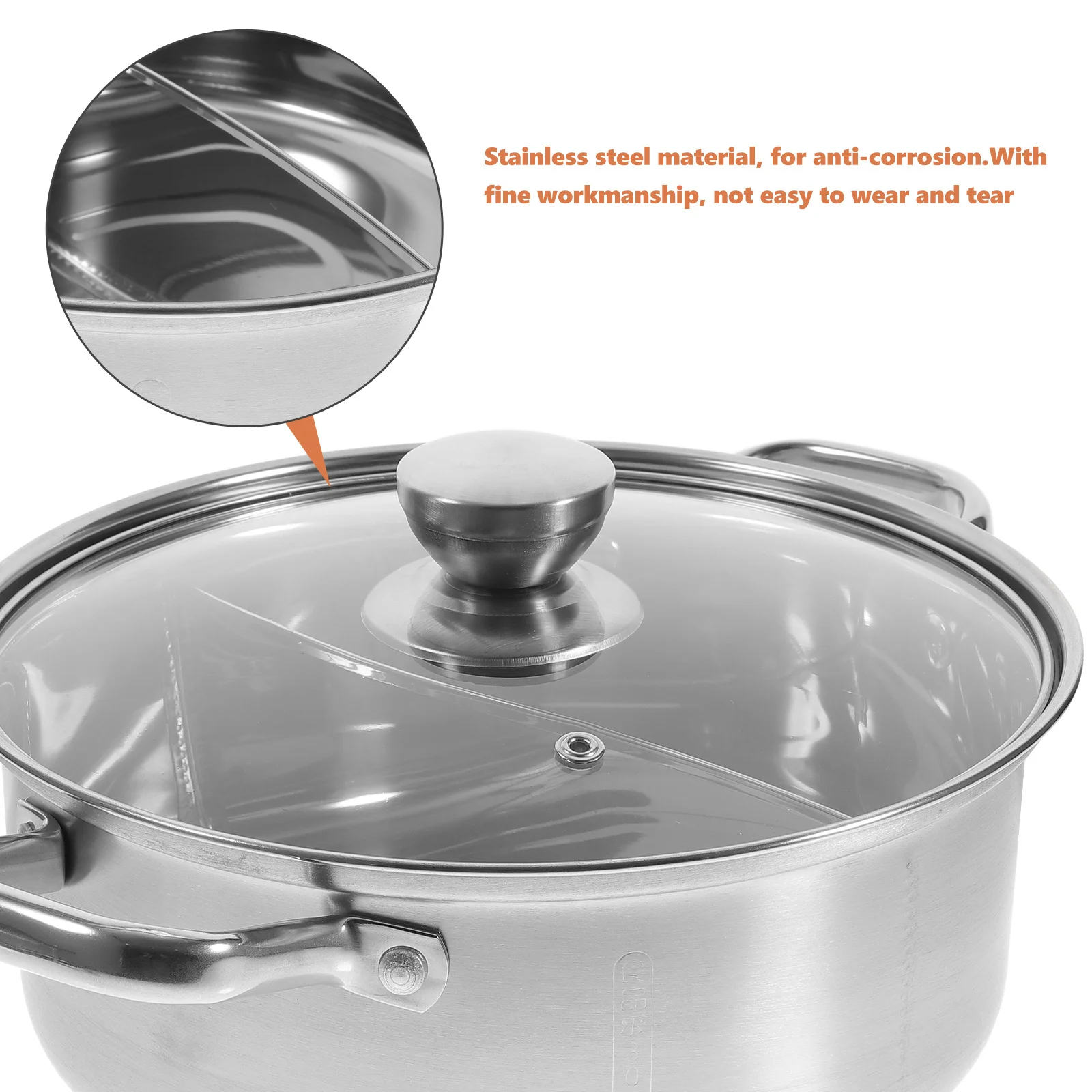 

Stainless Steel Hot Pot Dual Sided Non-Stick Cooking Utensil Soup Pot High Temperature Induction Cooker