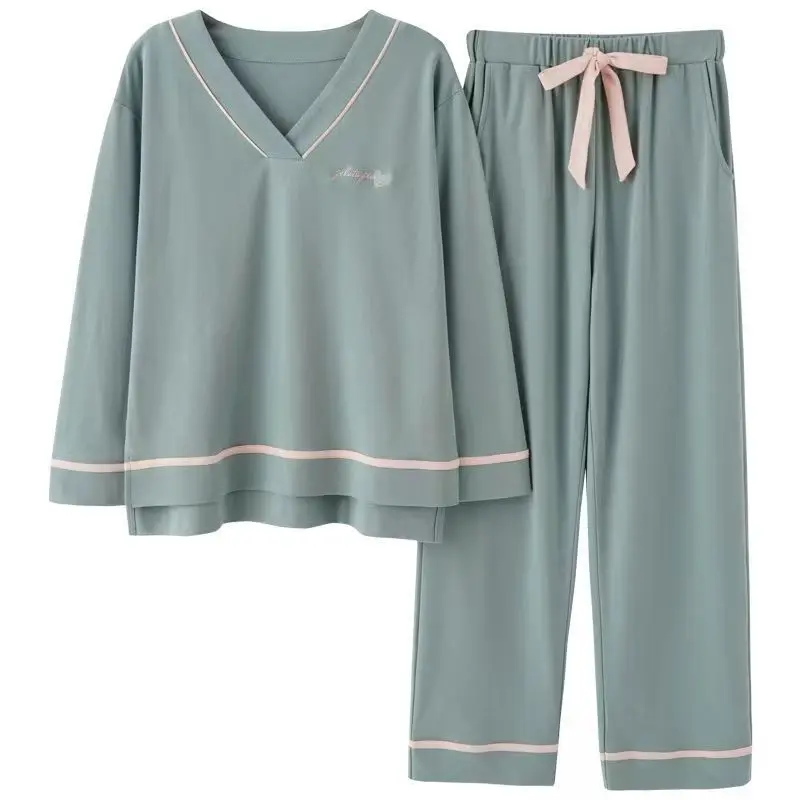 

Pajamas For Women 2022 Cotton Set ensemble femme 2 pieces Long-sleeve pijamas suit female Korean style pyjamas plus size 4XL