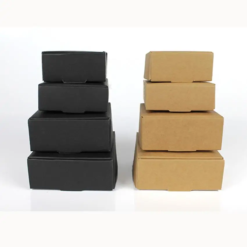 100pc 40 sizes Kraft paper box, brown cardboard handmade soap box, white craft paper gift box,black packaging jewelry box black