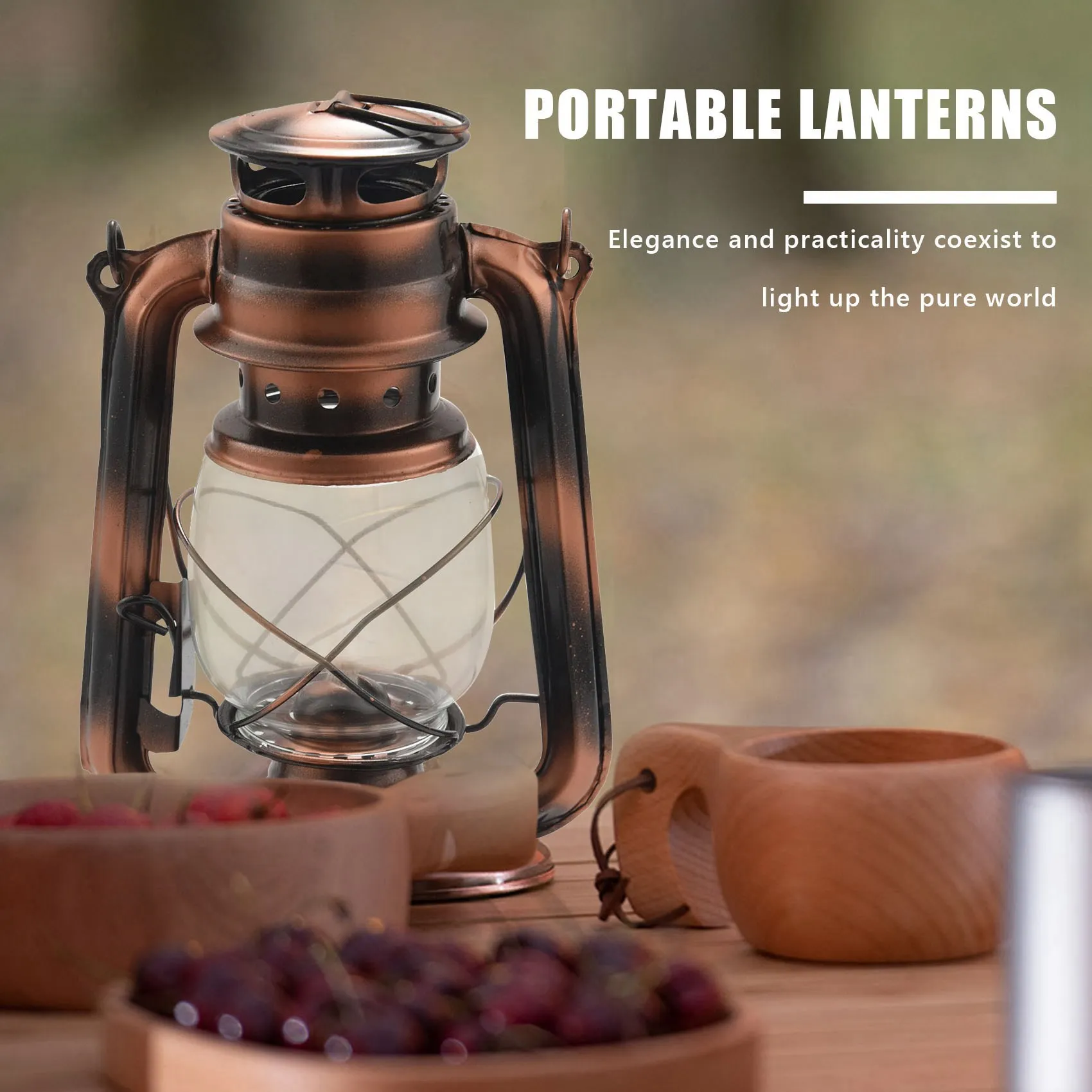 TFTP-4Pcs 25Cm Iron Antique Bronze Oil Lanterns (Cover) Nostalgic Outdoor Camping Lamp Leak Proof Seal Outdoor Camping Light