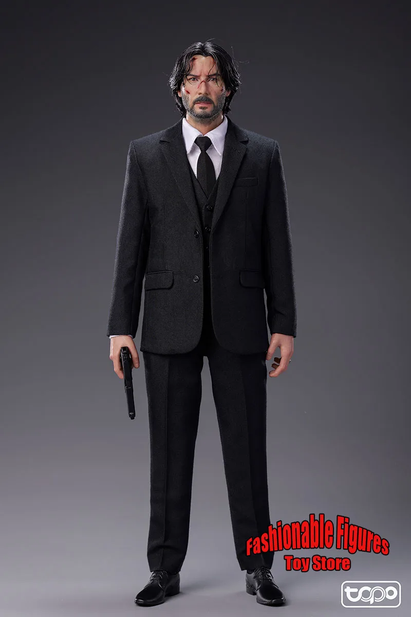 TOPO 1/6 TP009 Male Soldier Black Suit Keanu Reeves Classic Killer Uniform Clothes Accessory Bag For 12