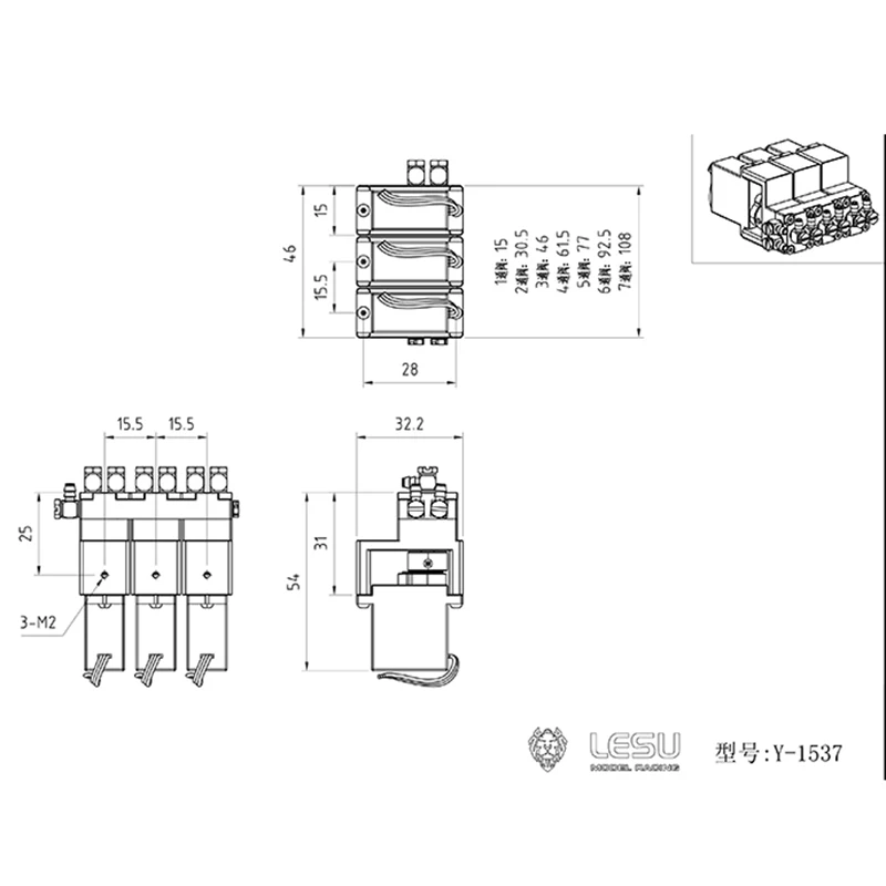 LESU Metal Hydraulic 5CH Directional Valve for 1/14 RC Dumper Truck Excavator DIY TAMIYA Model Loader