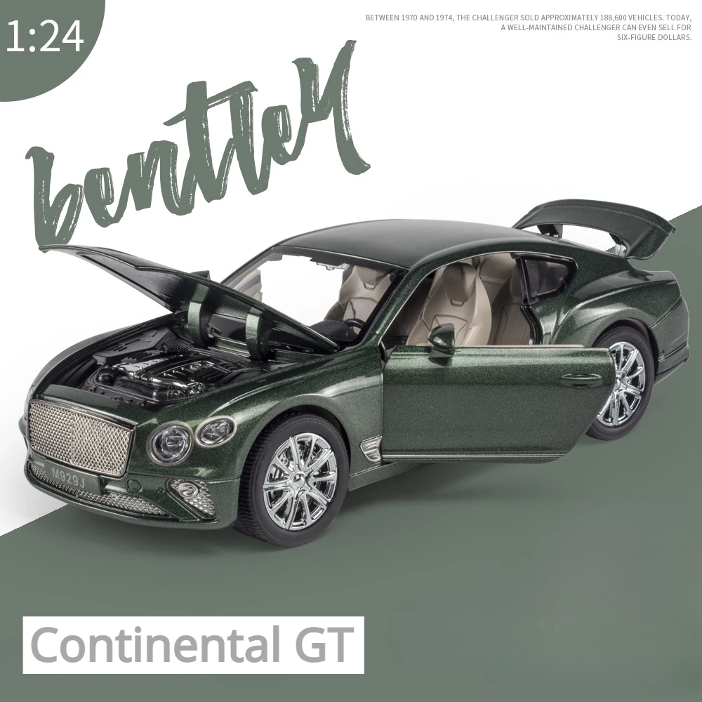 1:24 Bentley Continental GT Alloy Luxy Car Model Diecasts Simulation Metal Car Model Sound Light Collection Childrens Toys Gift