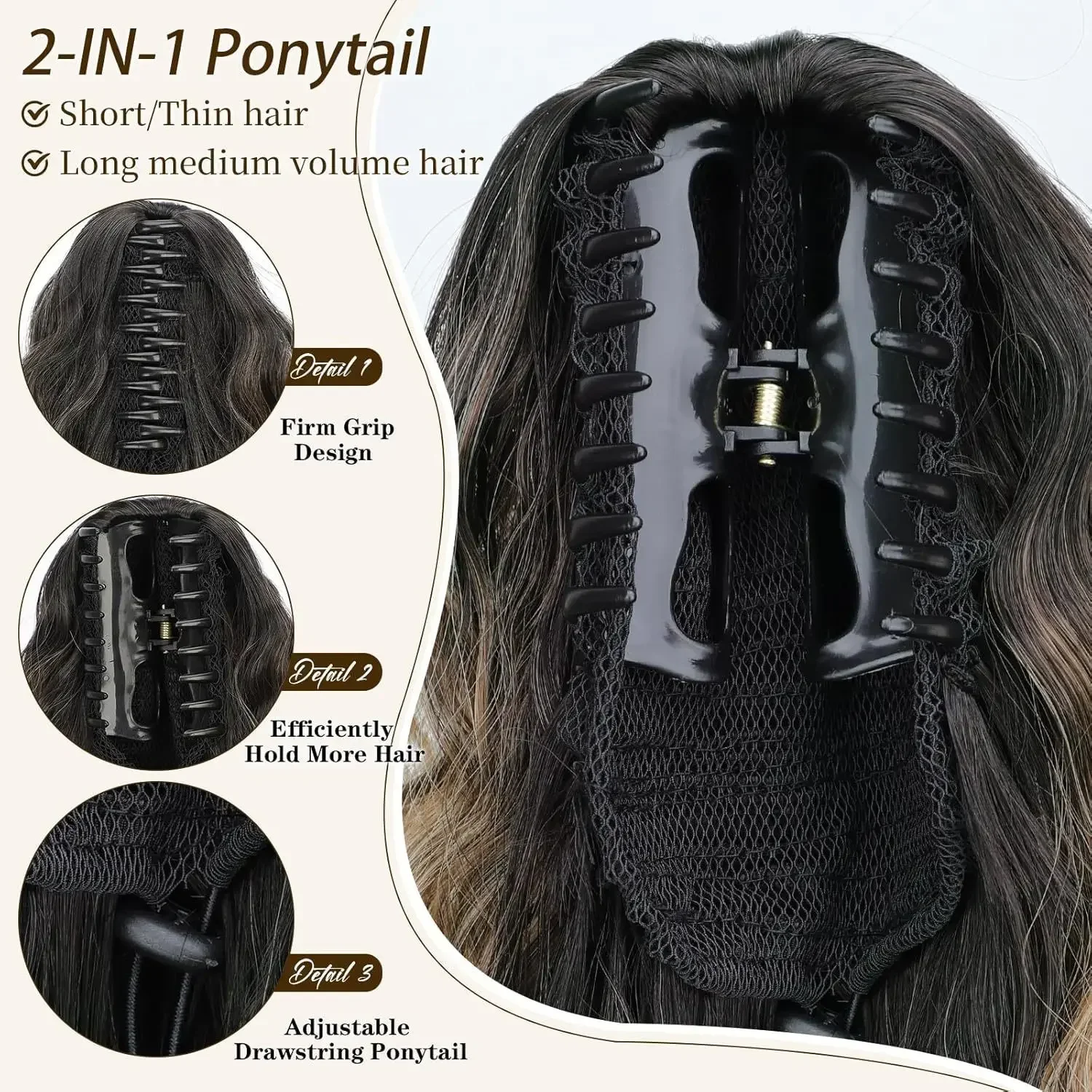 Popular Practical  Wig Grab Clip Ponytail Corn Perm Long Curly Hair Fluffy Long Curly Hair Ponytail Cosplay Accessories Gothic C