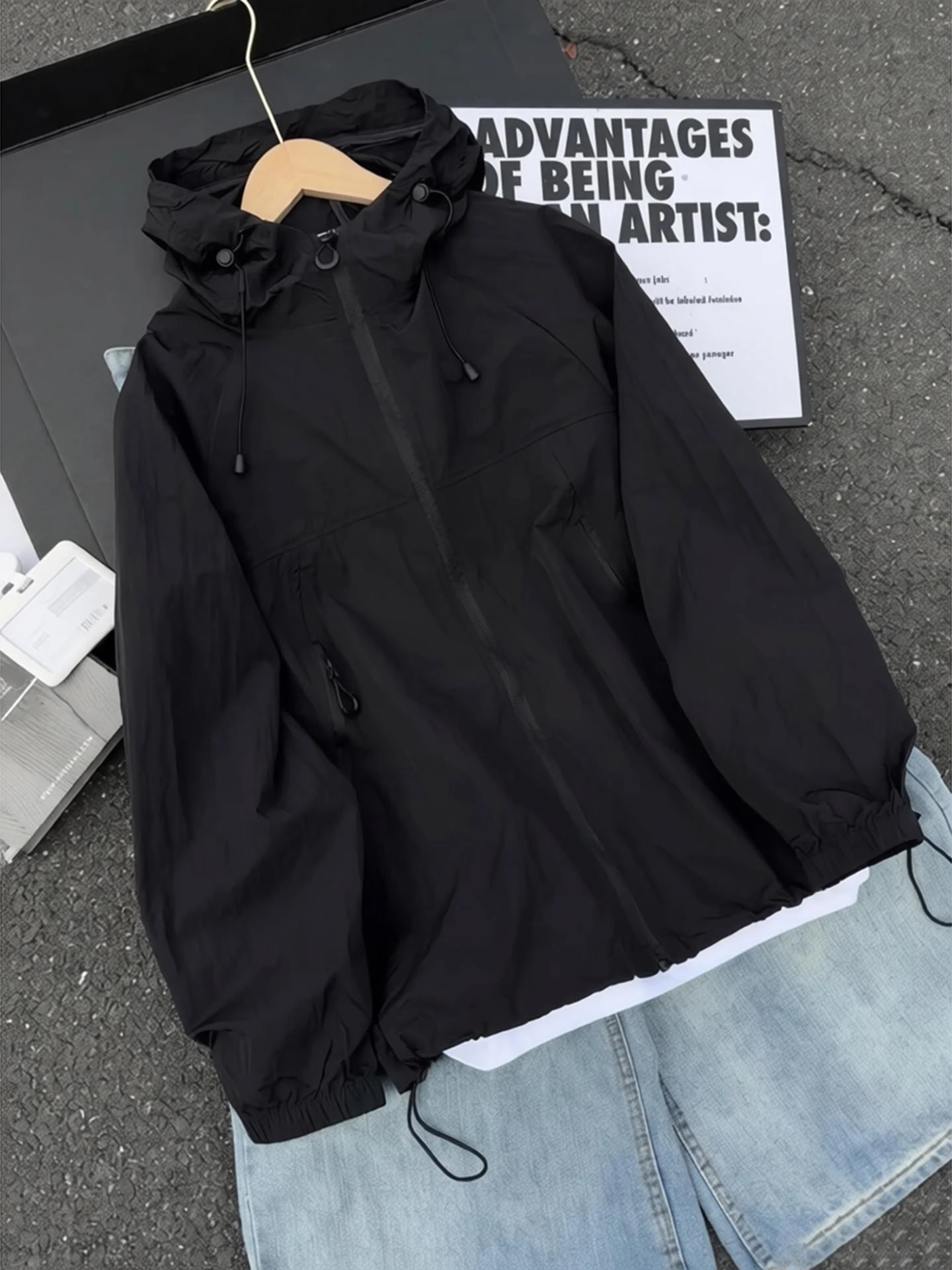 Siyah Açık Hava Kapüşonlu Güne - Men'S Fashion Zipper Jacket incelemesi ve fiyatı