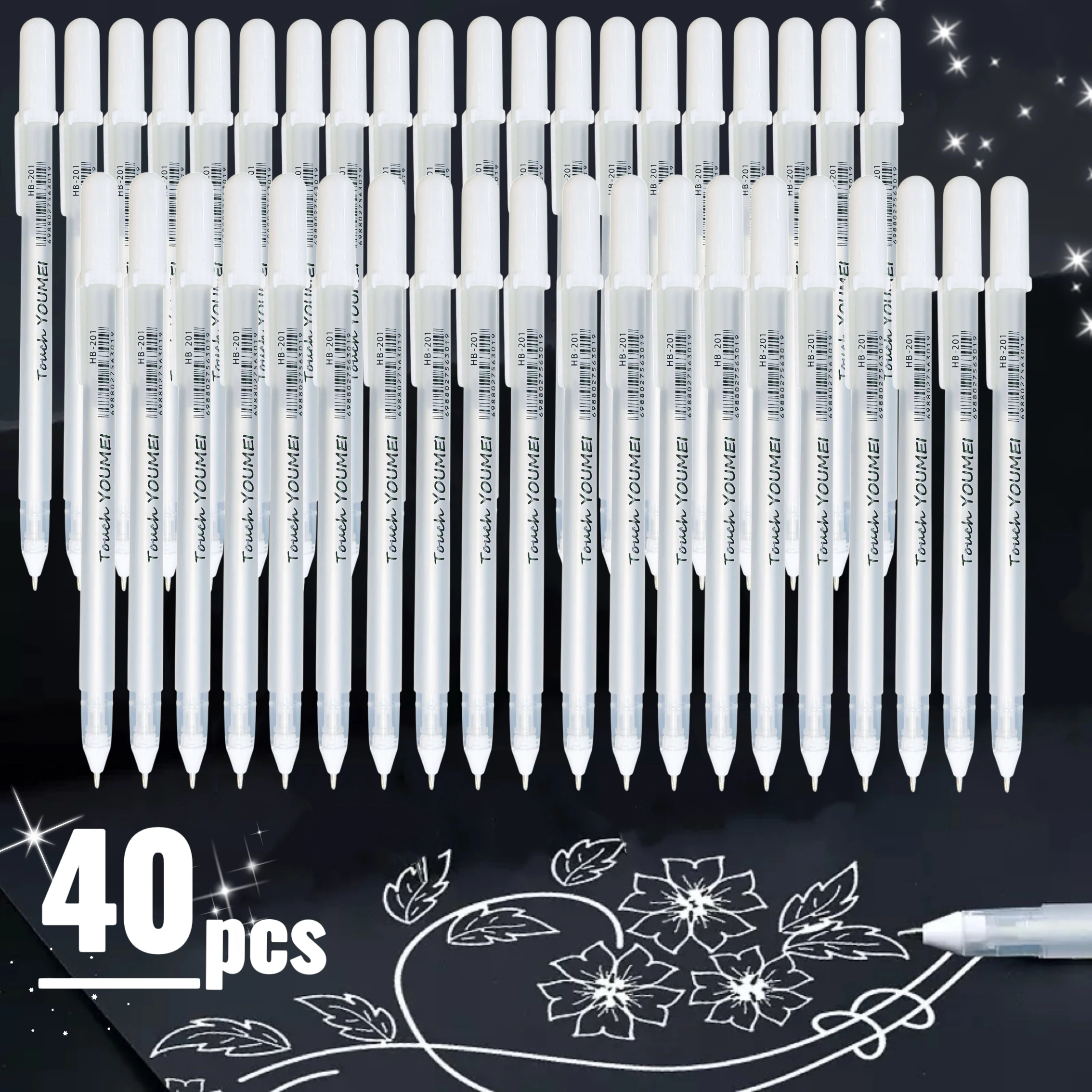 White Highlighter Gel Pens, Perfect for Artists, Comic Drawers, and Creative Projects on Black Surfaces, For Professional Use