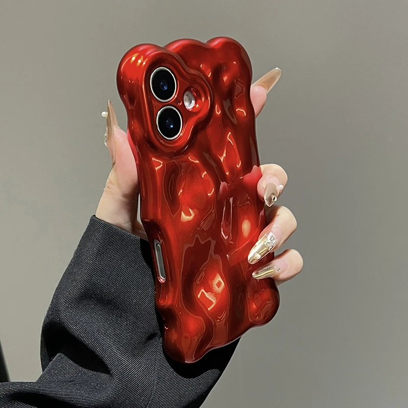 Modische rote Wellen-Wasserwellen-TPU-Handyhülle für iPhone Air 11 12 13 14 16 17 18 Pro Max 15 Plus, stoßfeste Silikon-Rückseite – Detail 12