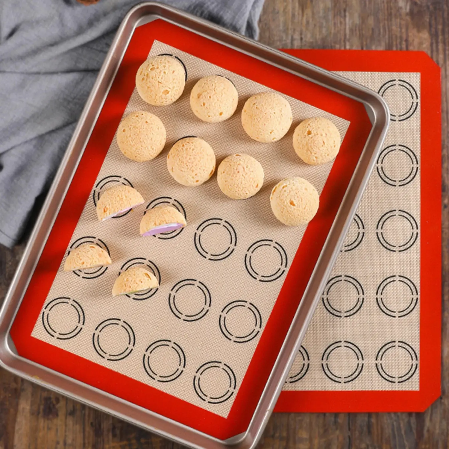 1 estera de silicona para hornear macarrón, revestimiento de hojas de utensilios para hornear antiadherente reutilizable resistente al calor, herramientas de cocina para horno