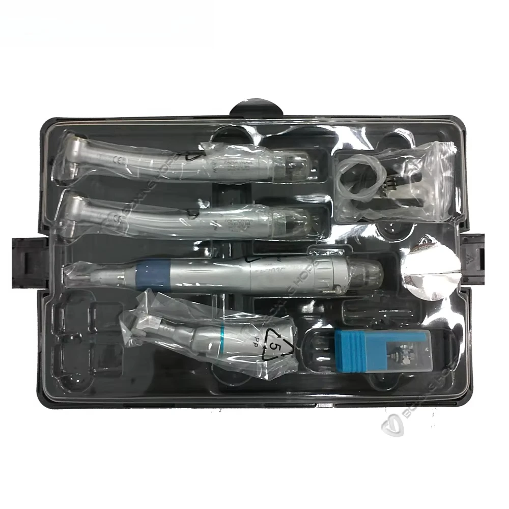 Dental External Low Speed Handpiece Set with 2 Pcs High Speed Handpiece LED and Non-LED Dental Student Kit