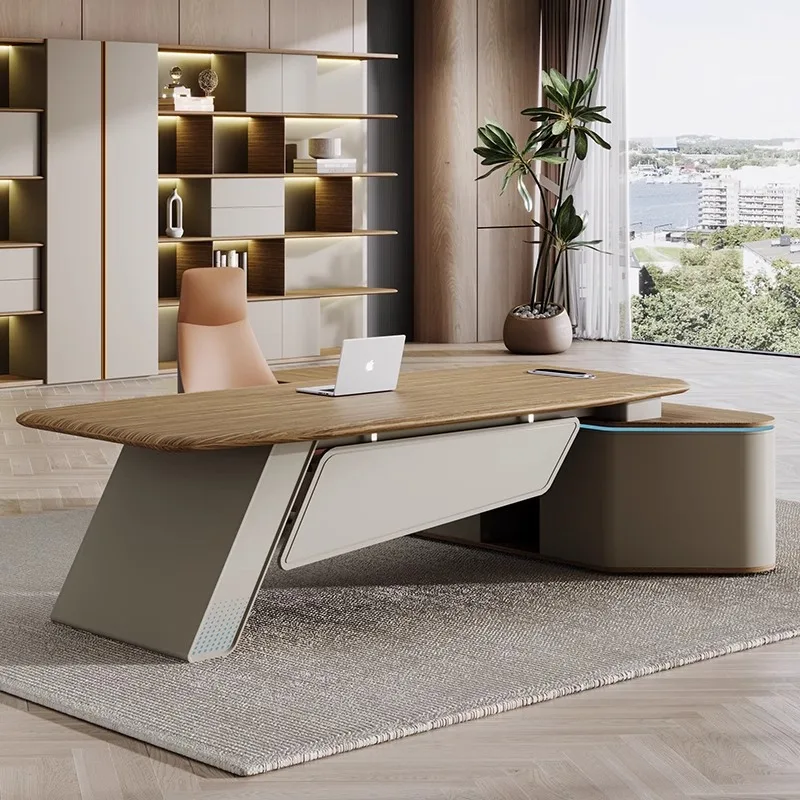 

Desk boss table and chair combination light luxury high sense modern designer creative desk computer desk