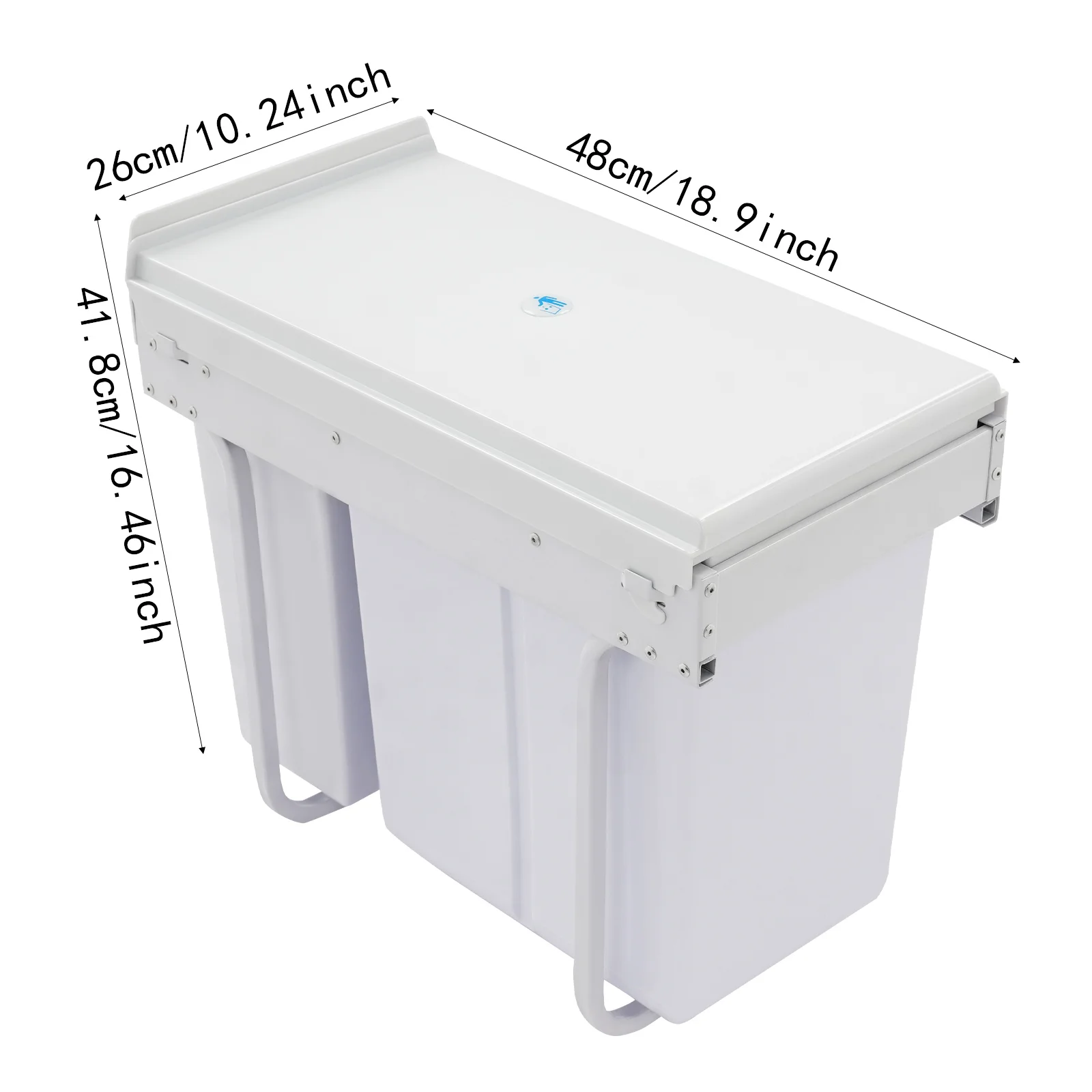 

Pull Out Under Cabinet Trash Can, 10L + 20L Kitchen Cabinet Garbage Can Under Cabinet Trash Can with Two Buckets