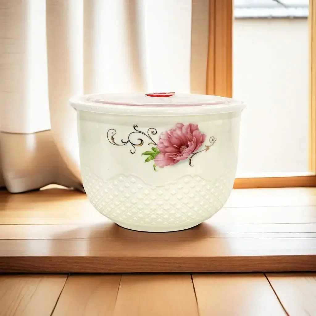 7-inch ceramic fresh-keeping bowl Large capacity foam bowl Microwave bowl Storage jar Sealed jar Large bento box