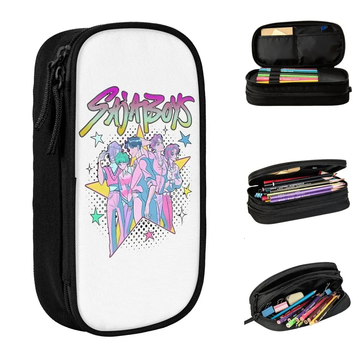 

Saja Boys Huntrix Pencil Case Kpop Demon Hunters Pen Holder Bags Girls Boys Big Capacity School Supplies Gifts Pencil Box