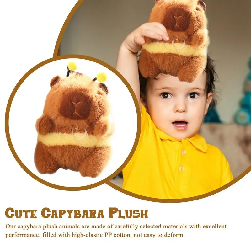 

Плюшевый брелок с капибарой, милое животное, плюшевая кукла-капибара в форме пчелы, игрушка-капибара, плюшевые игрушки с вибрирующими крыльями, чучело