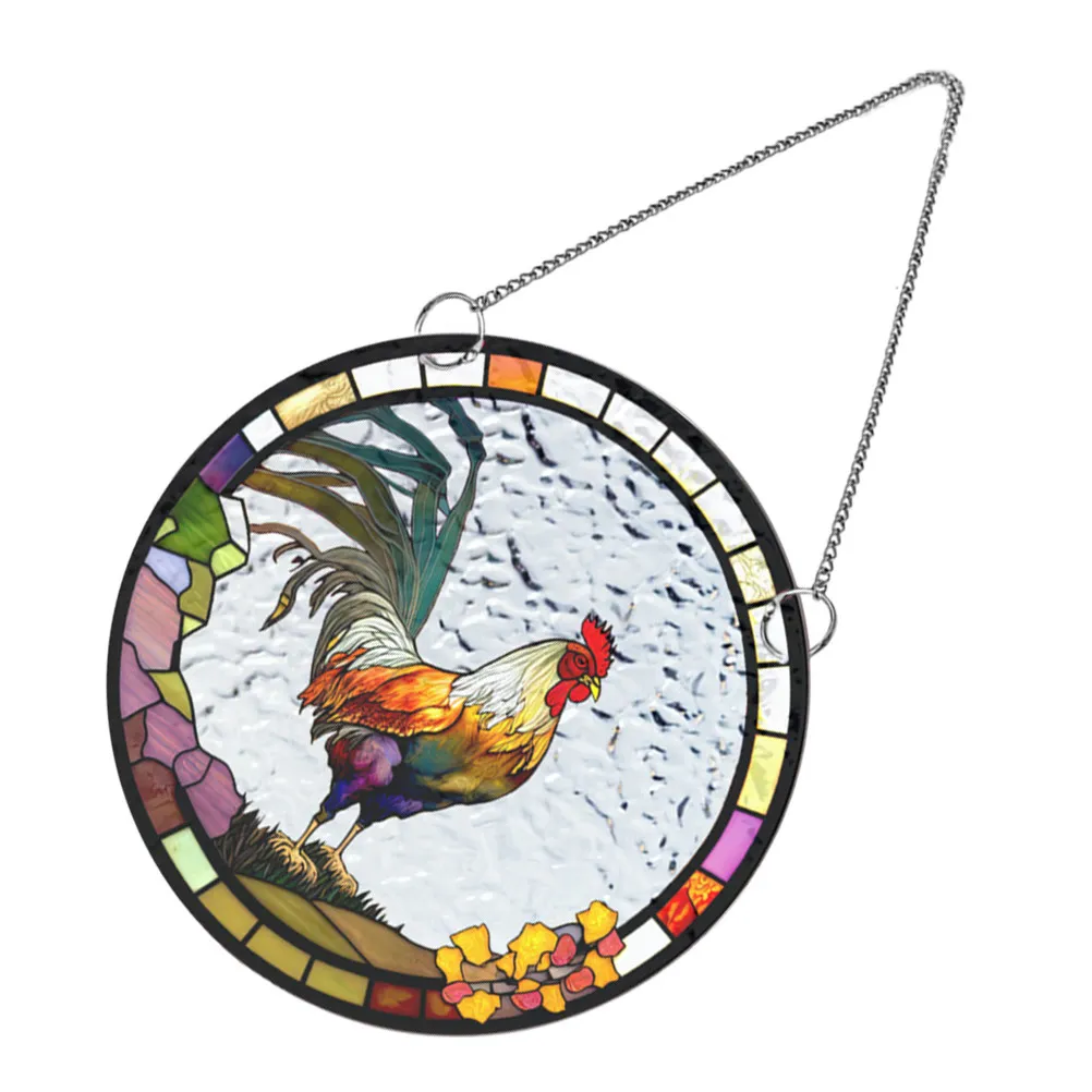 Sun Catcher Hanging Acrylic Rooster Pendant Home Adornment Wall Window Outdoor Decor Stained Glass nament Various Scenes Garden