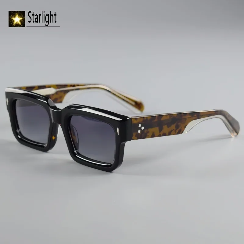 التدرج وجه كبير سميكة إطار مربع النظارات الشمسية السوداء رجل جودة عالية خلات الرجعية نظارات الموضة الرجال UV400 القيادة 150 مللي متر