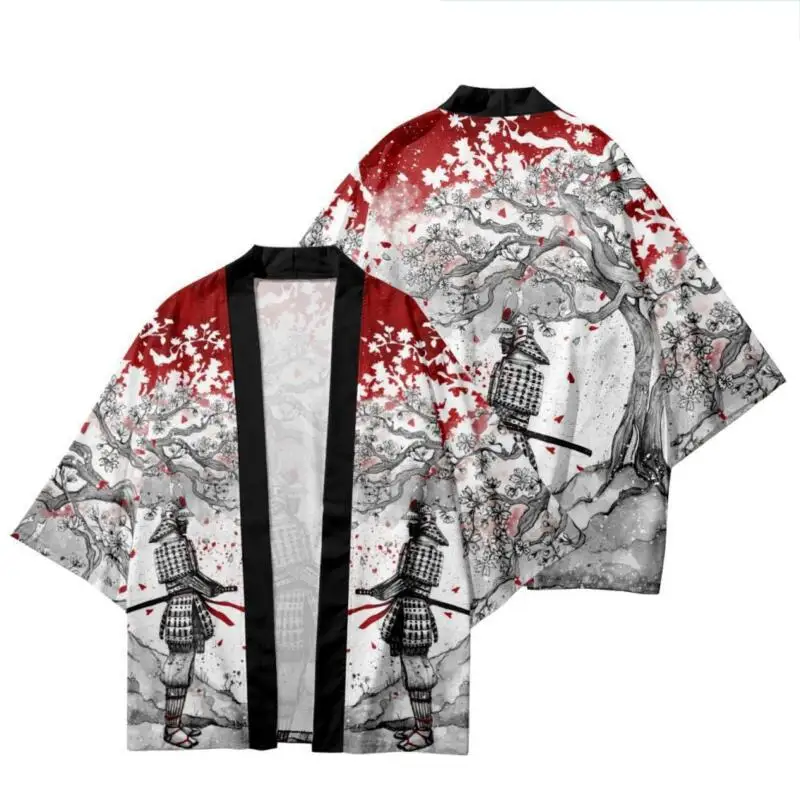 Japanese Traditional Kimono Yukata Samurai Unique Petal Print Loose Unisex Traditional Haori Cosplay Kimono Cardigan Jacket