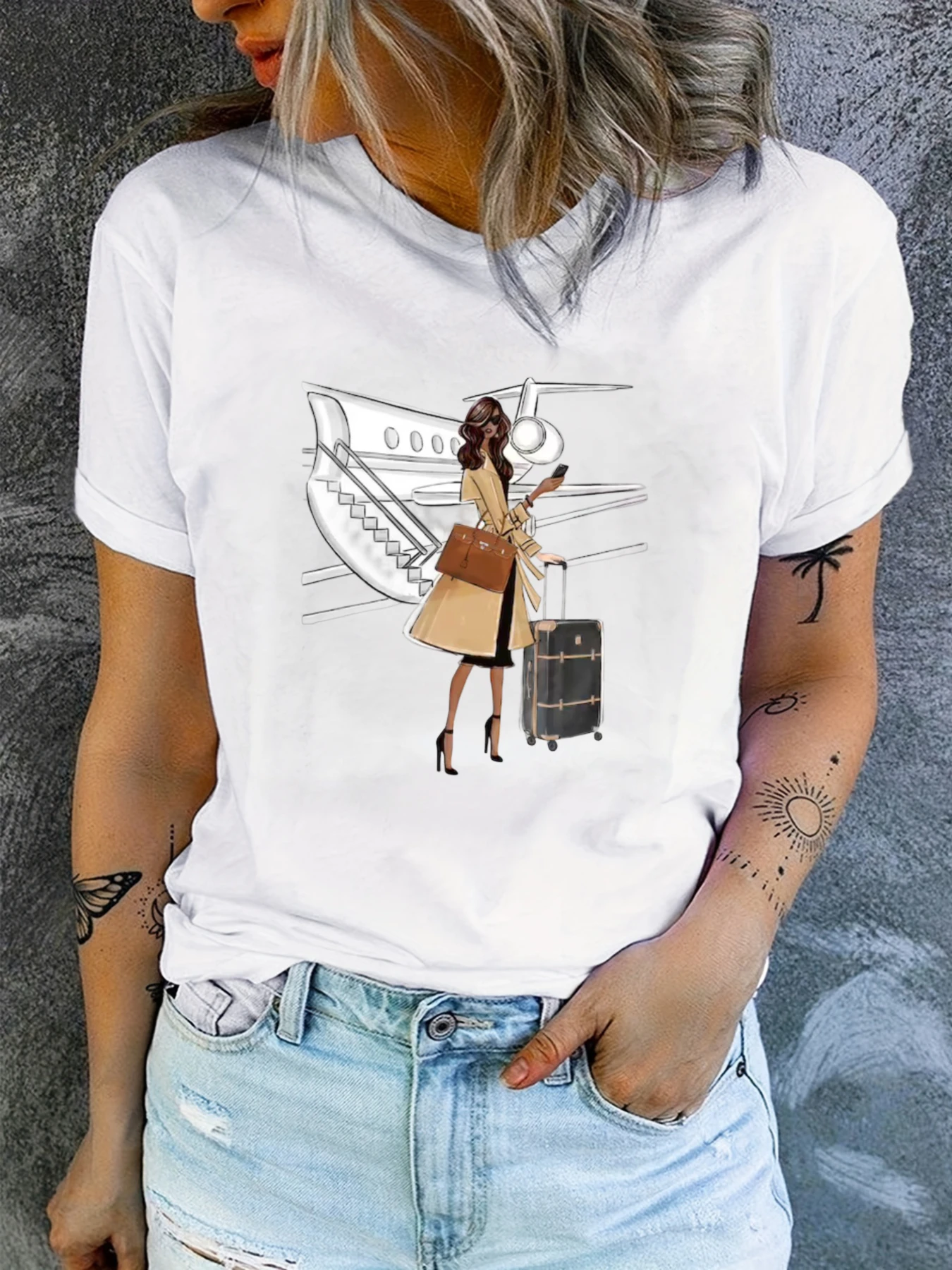 Elegant Printed T-shirt Party Costumes Souvenirs Ladies' Tops Home Clothes Women's T-shirt Comfortable Large Size Daily Clothing