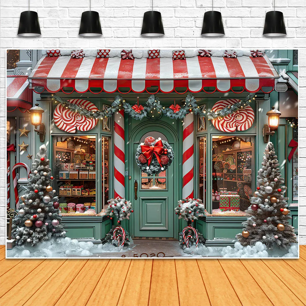 Mocsicka-خلفيات عيد الميلاد للتصوير الفوتوغرافي ، ثلوج شتوي ، أخضر عتيق ، هدية عيد الميلاد ، متجر الحلوى ، خلفية صور الأطفال في الهواء الطلق ، الدعائم