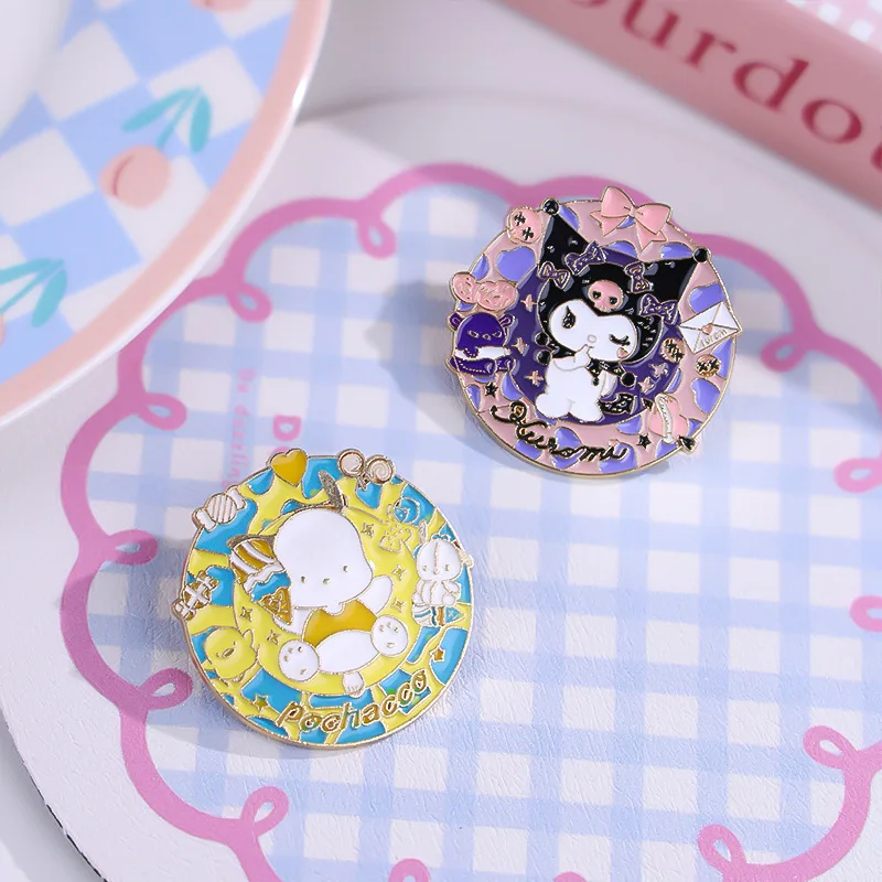 Miniso サンリオブローチ漫画かわいいクロミ Yugui 犬パチャ犬金属バッジ男性と女性の服バッグアクセサリー