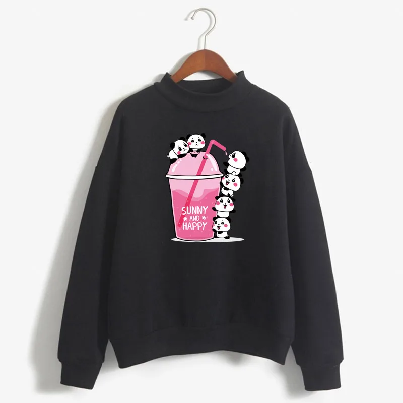 Summer And Happy Kawaii Red Panda Print Women Sweatshirt Korean O-neck Knitted Pullover Thick Autumn Candy Color Lady Clothing