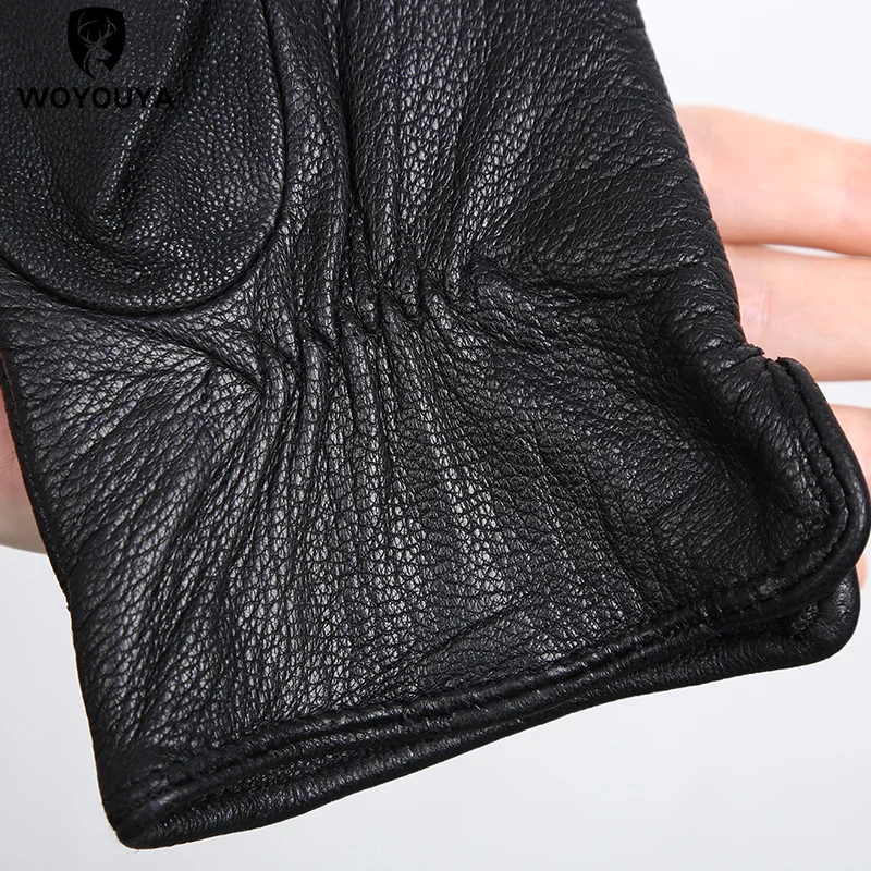 2024 Fashion deerskin Men\'s gloves,Best-selling soft men\'s winter gloves,Keep warm black gloves men Wave design -8001N