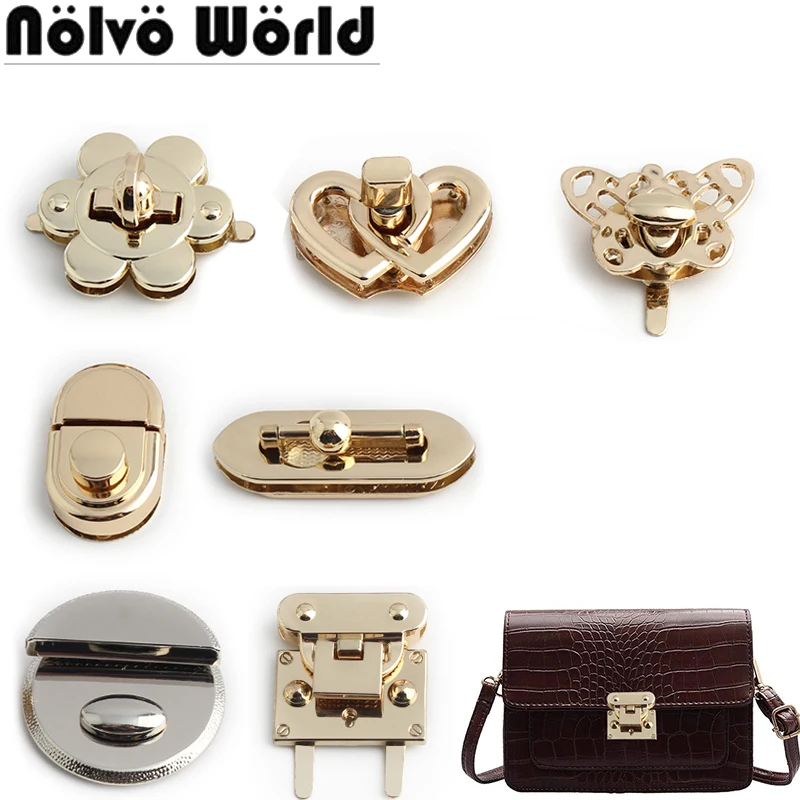 Silver/Light Gold Round/Butterfly Shape Metal Turn Lock Twist Lock For Bags Handbag Purse Press Push Button Locks Accessories