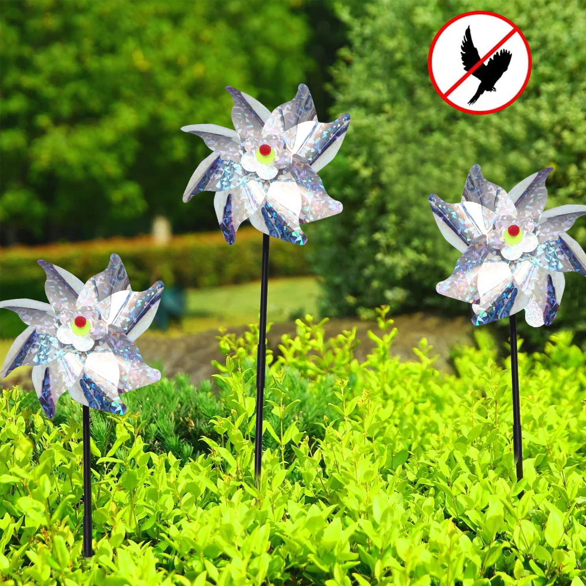 

2 Sets Bird Repellent Windmill Non Harmful Animal Banishment Tool Garden Protector Fruit Tree Guard Home Gadget Wind Device PVC