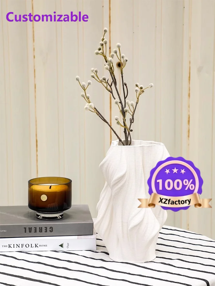 Factory Direct 2026 Top RatedFolded creative ceramic vase Nordic living room dried flower arrangement ornament model room with s