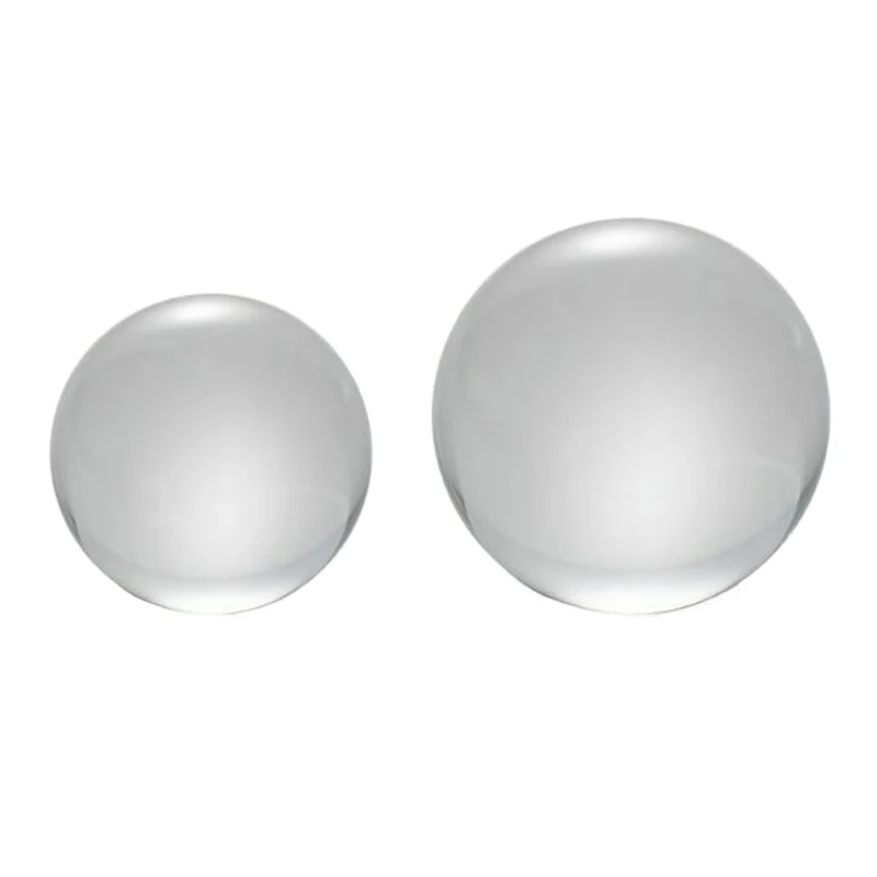 2 Pcs Transparent Color Glass Crystal Ball Healing Sphere Photography Props Ball Decor 40Mm & 30Mm