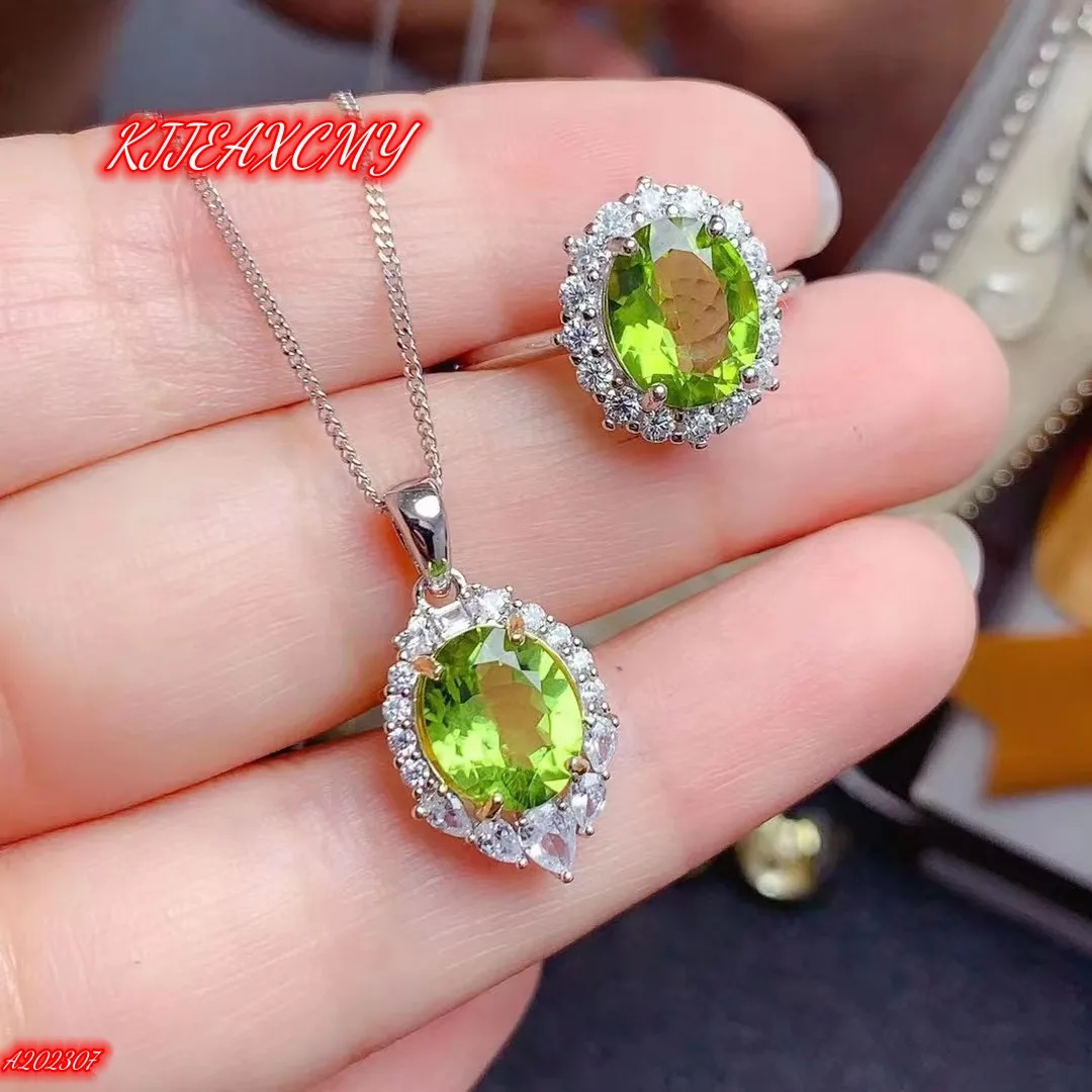 

KJJEAXCMY Brand Boutique Women's Luxury Jewelry Olivine Set 925 Sterling Silver Natural Gem Girl