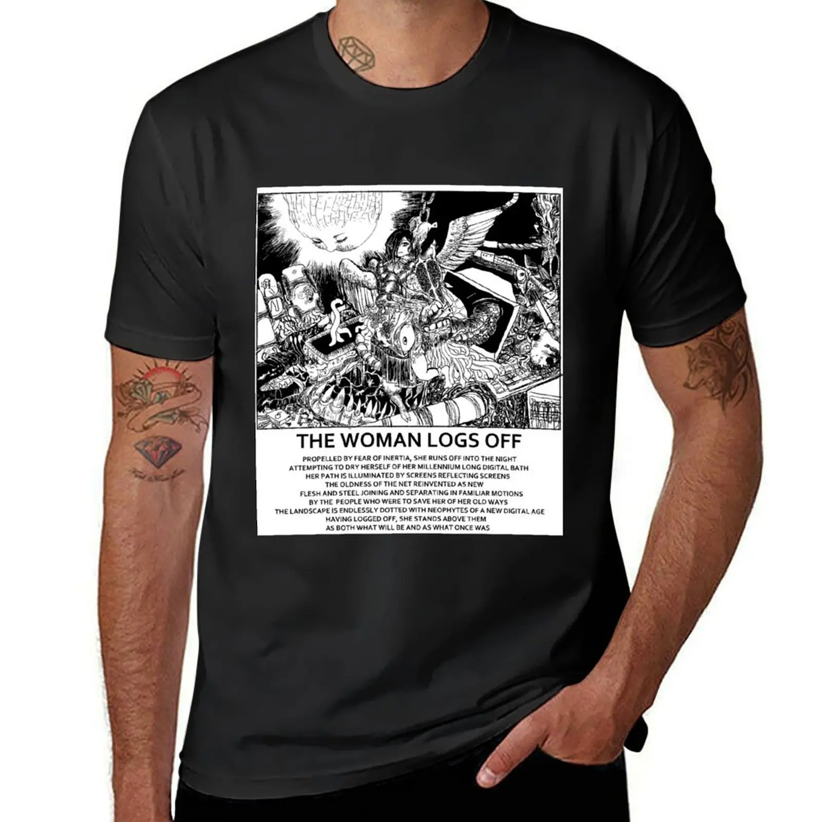 

THE WOMAN LOGS OFF T-Shirt vintage graphics heavyweights anime clothes oversized t shirt men