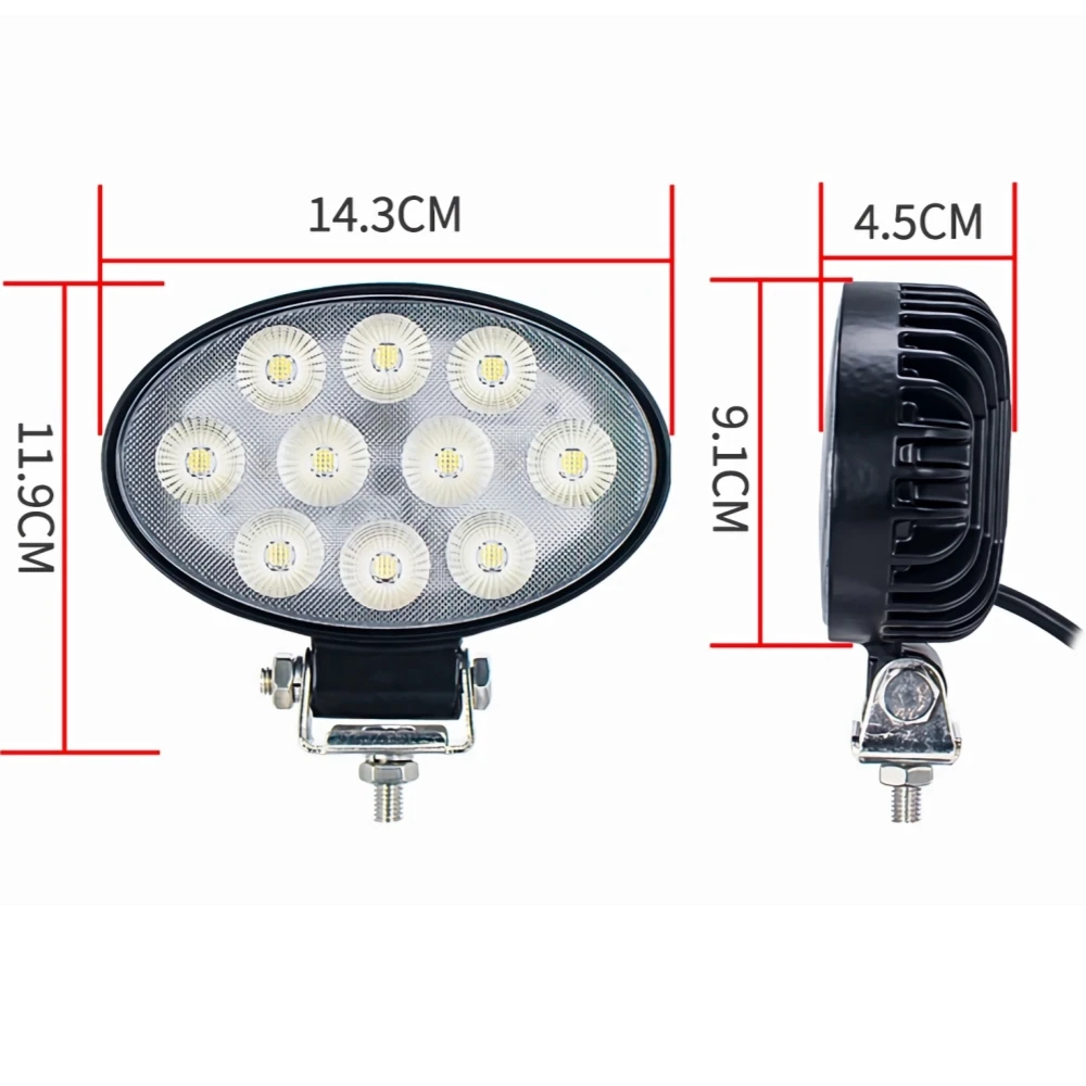 2Pcs 12V - 60V LED Work Light For Forklift Loader Road Roller Excavator Front Light Flood Light Lighting Max 40W