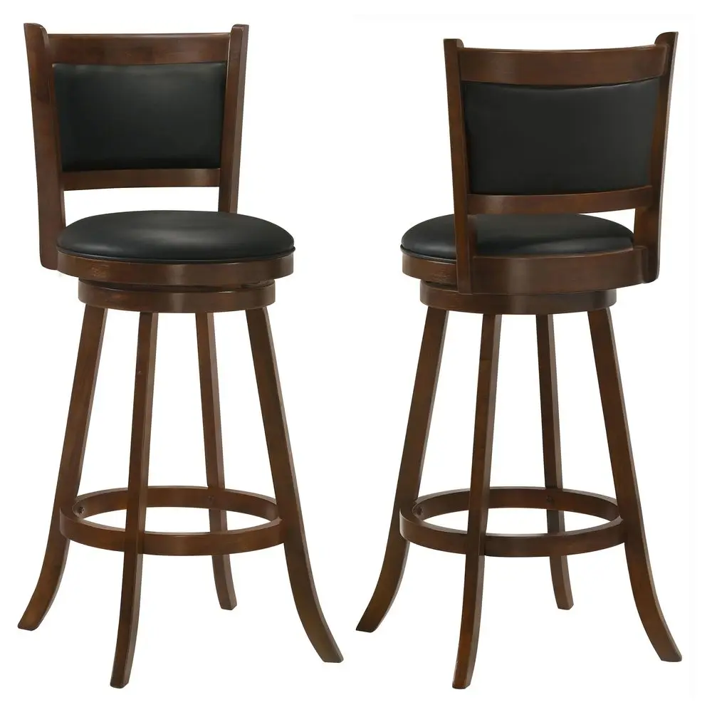 

Home Furnishings Broxton Wood Set of 2 Upholstered Swivel Bar Stools with Padded Seat and Backrest, Swivel Seat, and Round Foot