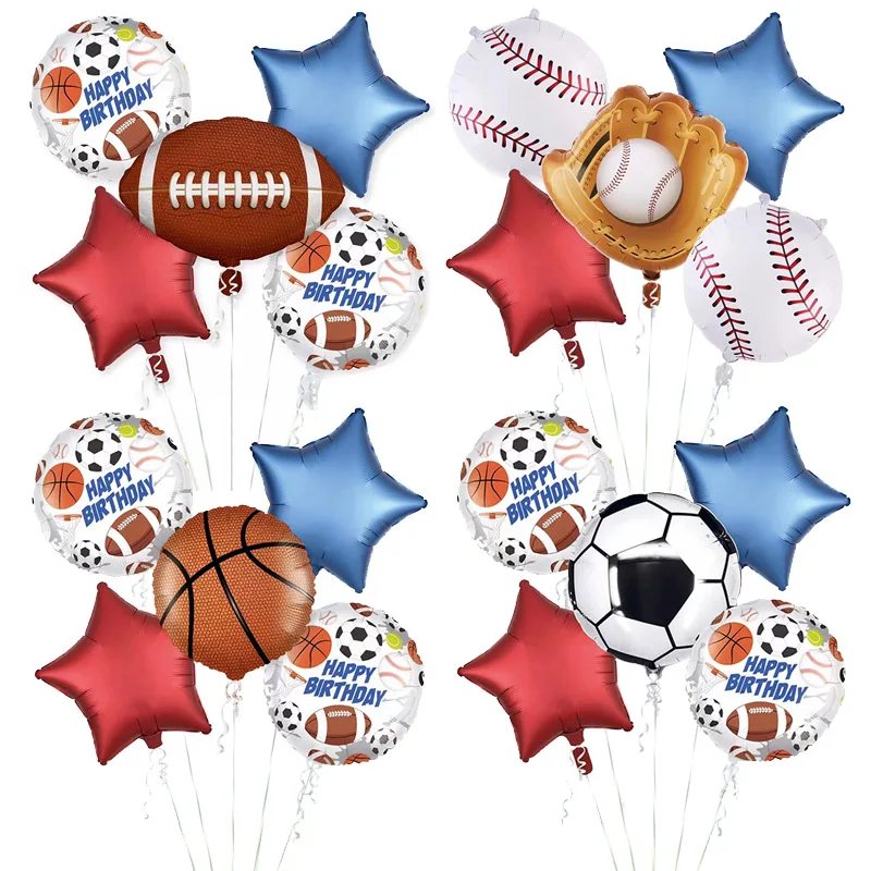 5pcs Rugby Baseball Football Foil Balloons Basketball Match Sporting Goods Helium Balloon Bar Star Birthday Party Decoration