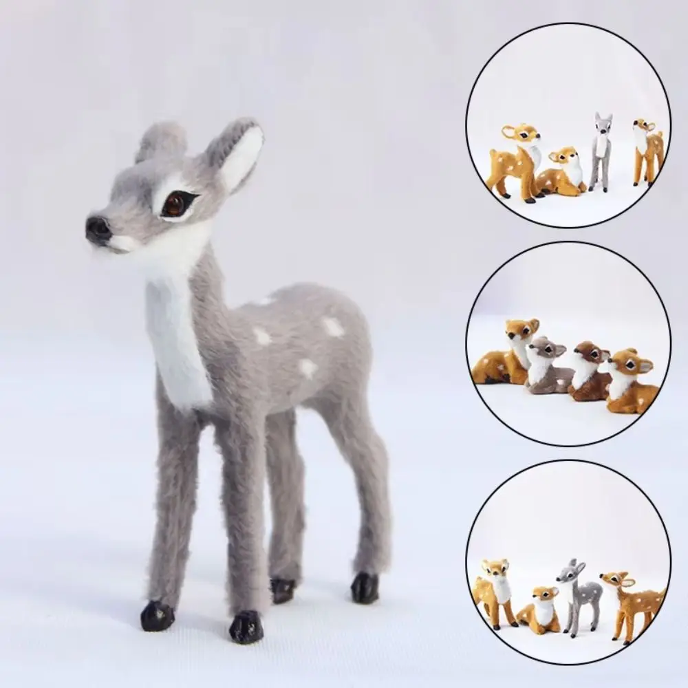 Vivid Artificial Fur PVC Imitation Sika Deer Grey Brown Mini Style Fairy Garden Miniatures Artificial Deer Reindeer Home Decor