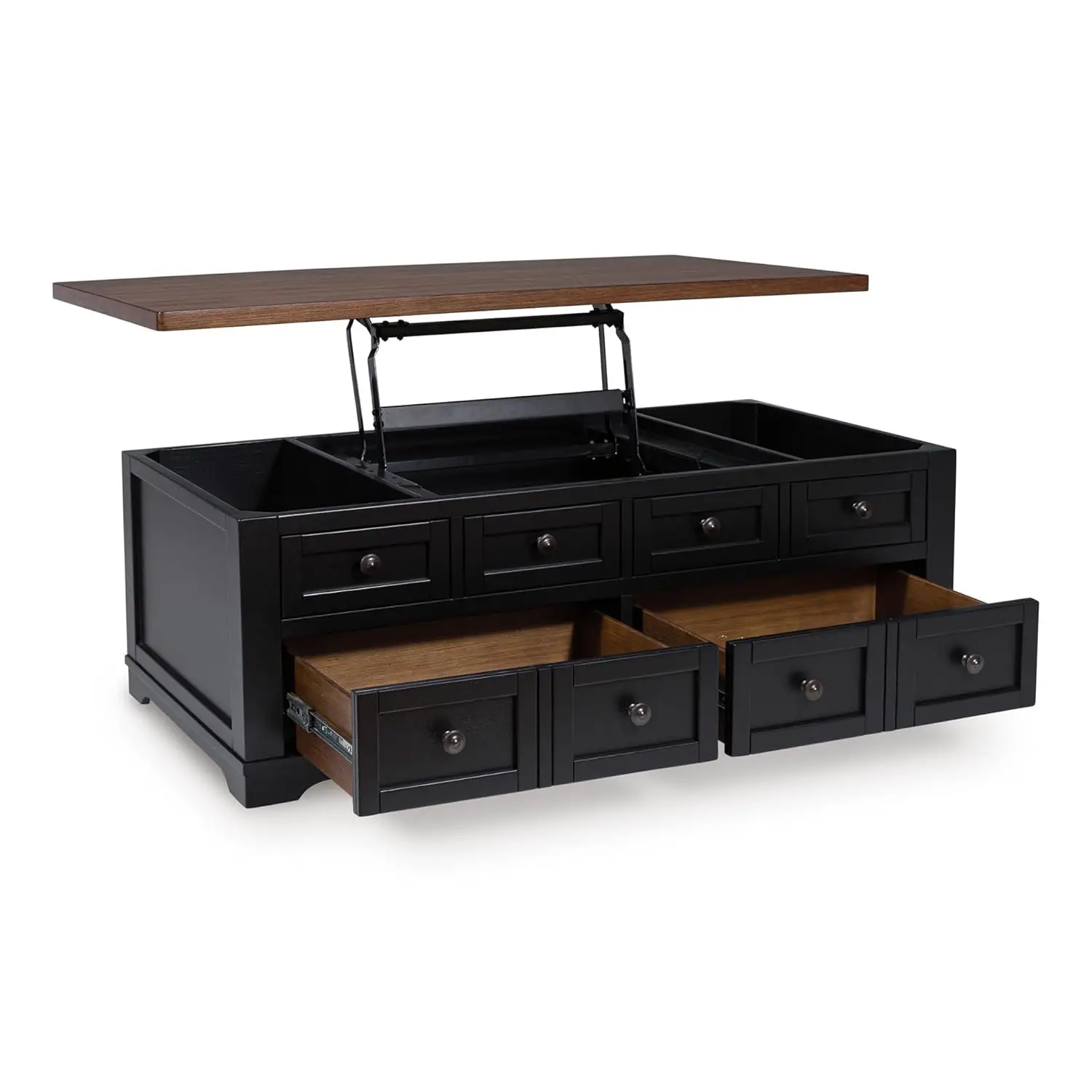

Wildenauer Lift Top Cocktail Table, Satin Finish Base, 2 Drawers, 2 Storage Bins, Hardwood Solids, 52" W x 28" D x, Customized